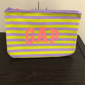 Gap Canvas Pouch Yellow w Purple Stripe